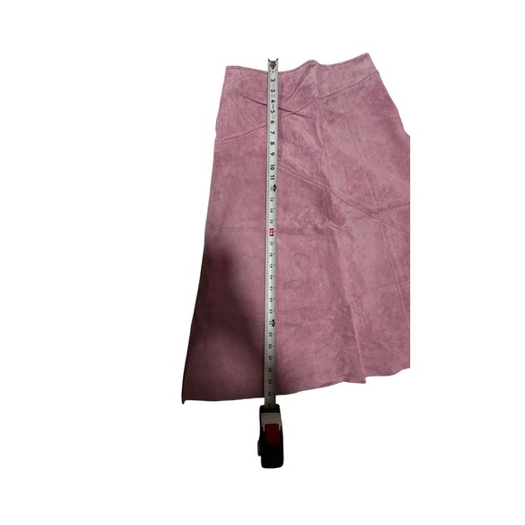 SKOTTS SUEDE Pink Midi Skirt A Line Washable Suede Size 8 - Picture 7 of 8